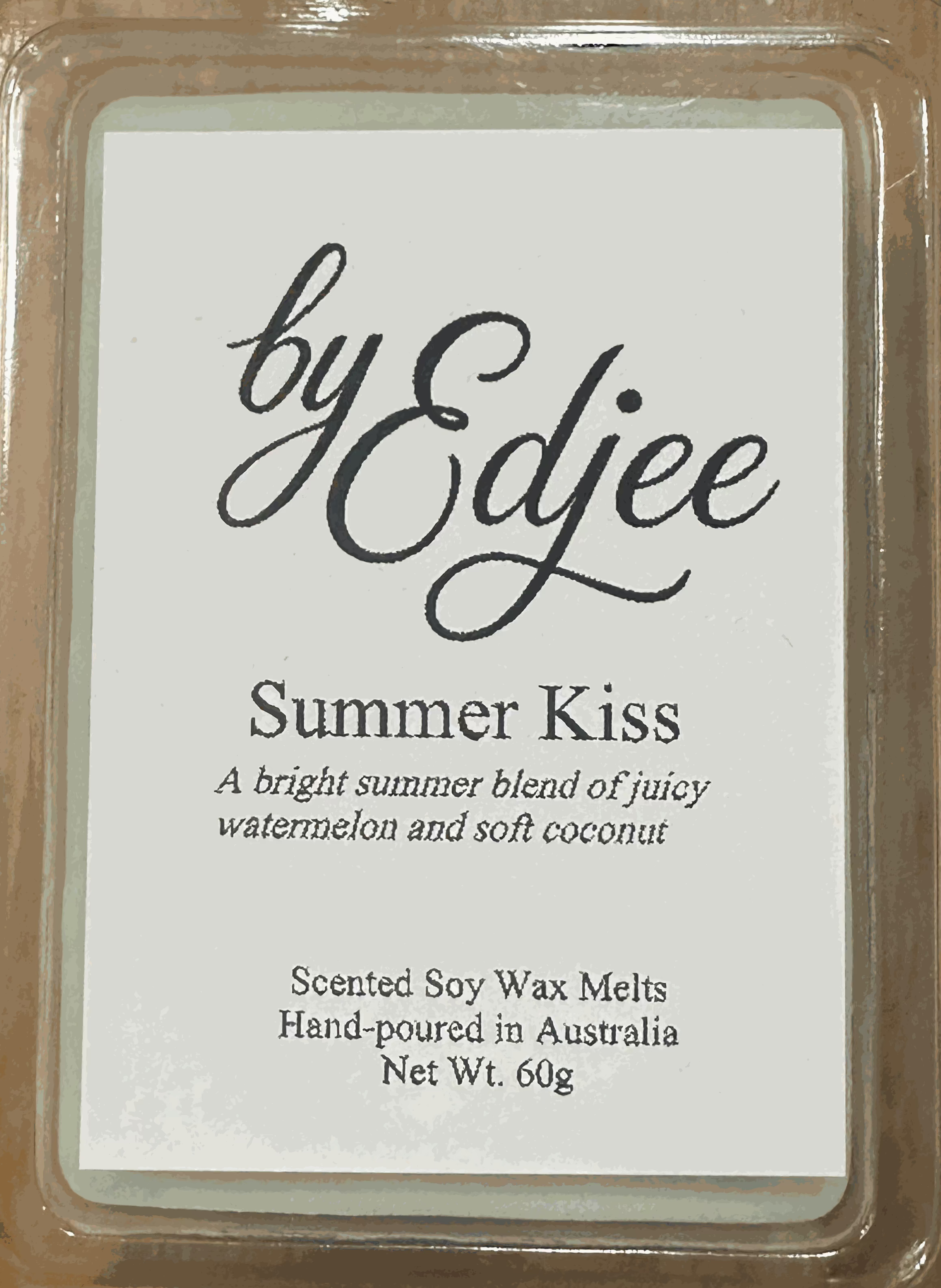 Summer Kiss soy wax melt with juicy watermelon and soft coconut scent by Edjee, hand-poured in Australia